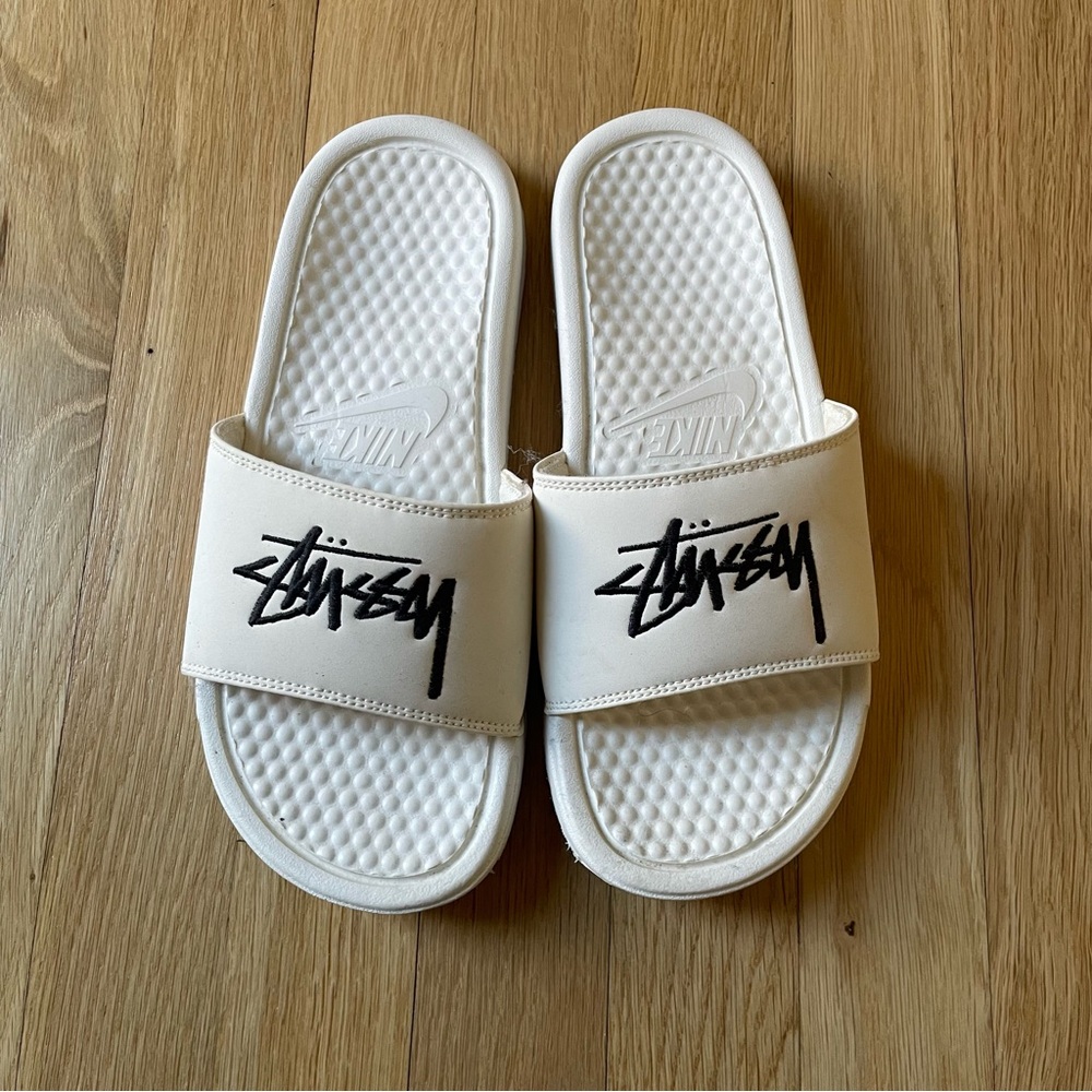 Stussy Nike White Slides